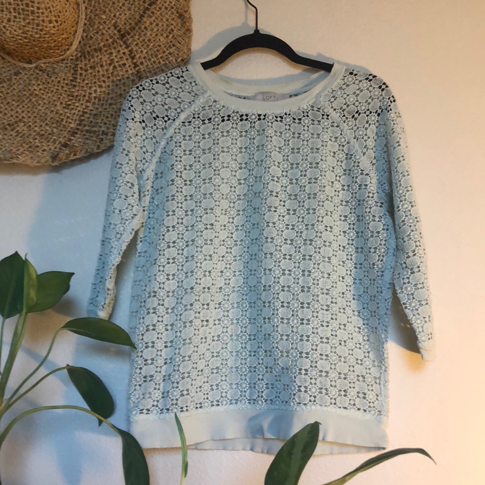 SOLD Mint Green Eyelet Top